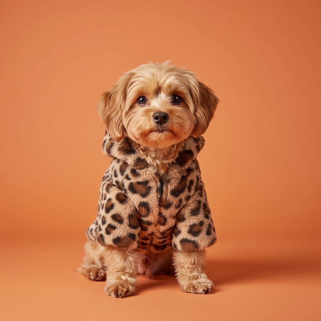 CAPPOTTINO CON CAPPUCCIO IN ECOPELLICCIA LEOPARD